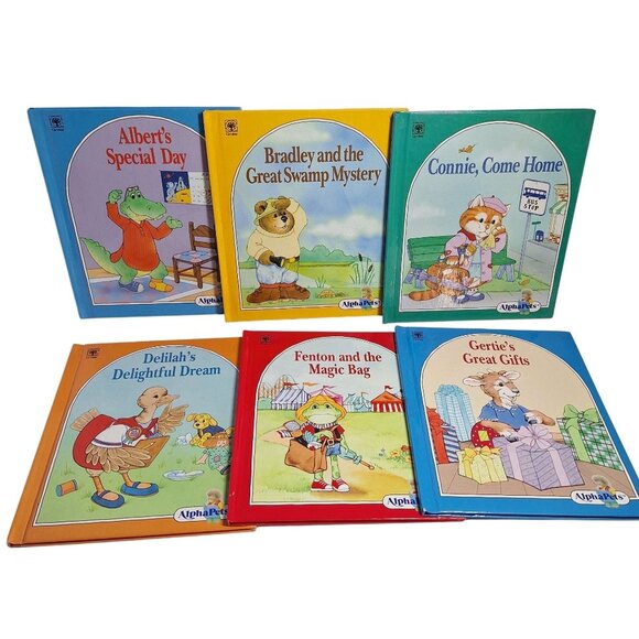 AlphaPets Other - 6 AlphaPets Book Lot A, B, C, D, F, G Grolier Vintage Hardcover Alphabet Books